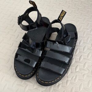 Dr. Martens Blaire Air Wair Patent Leather Platform Sandals US10